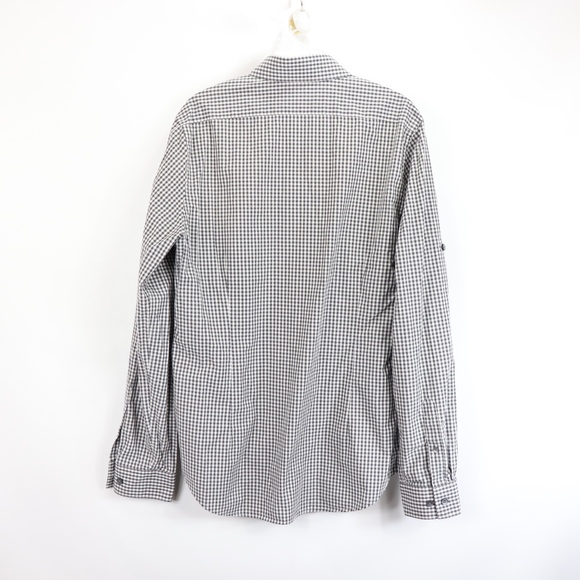 Express Mens Medium Fitted Button Front Shirt Gray - Picture 4 of 5